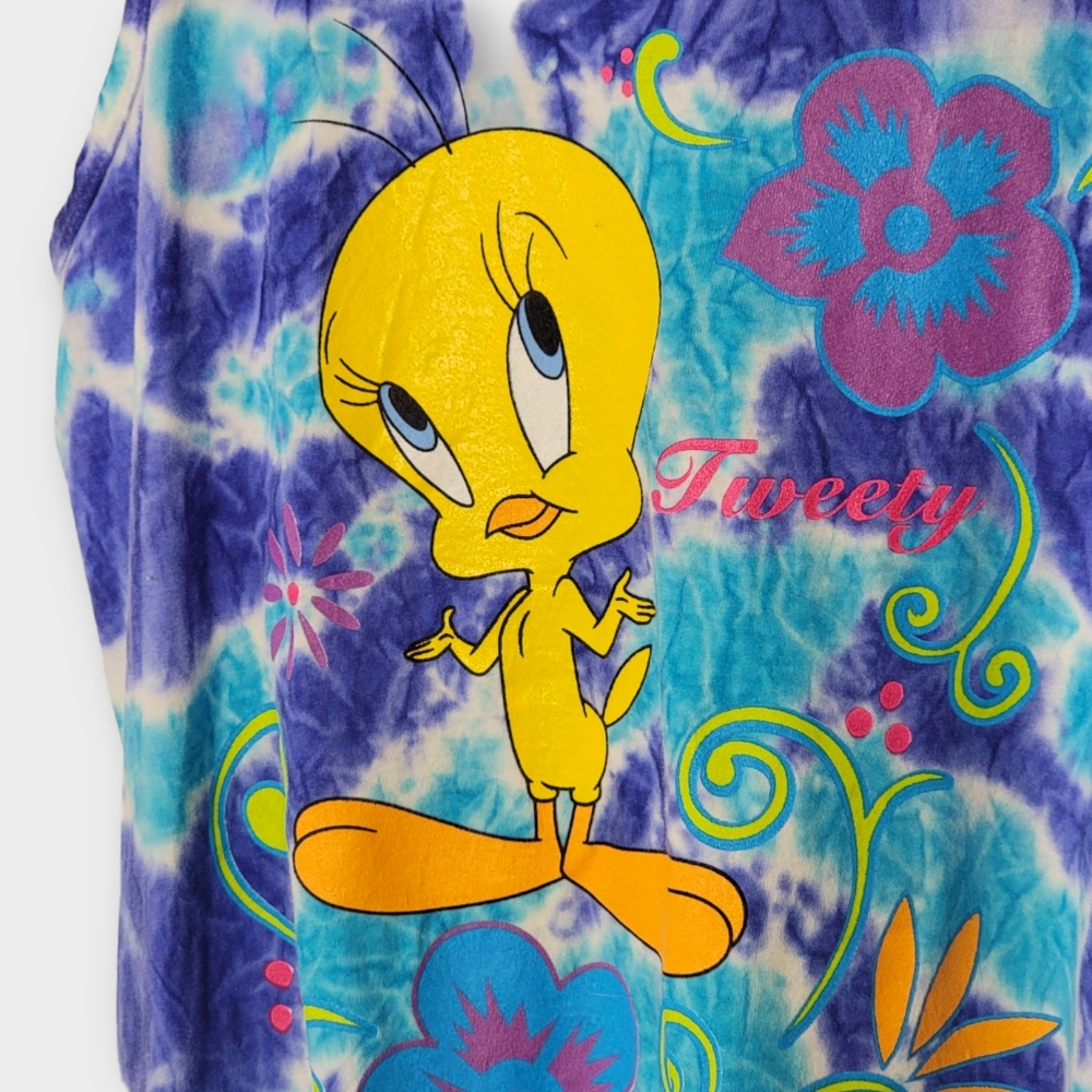 Vintage Tweety Bird Flower Racerback Tye Dye Tank - Picture 7 of 8